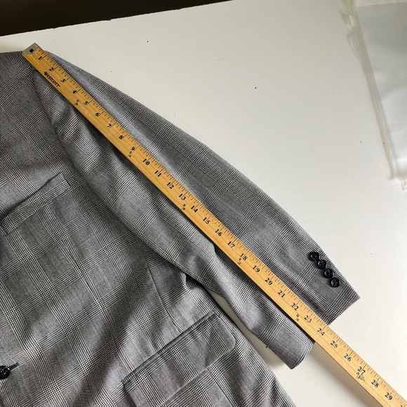 Jos A Bank Signature Black & White Glencheck Blazer Suit Jacket Mens 46R Wool - Picture 7 of 11